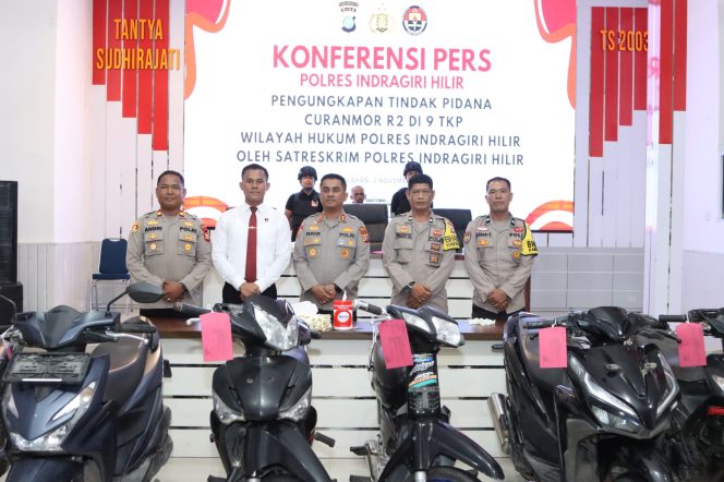 
					Polres Inhil Ungkap Kasus Curanmor di 9 TKP, Tiga Pelaku Berhasil Diamankan